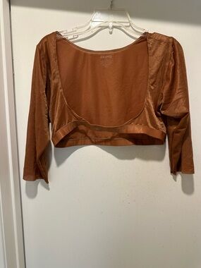 SKIMS Barely There Open Rust Arm Shaper 3/4 Sleeve Crop Top Size XXL Tan Sheer